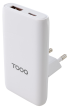 Cargador Tooq Pared Gan Usb-C/Pd+Usb-A/Qc 65W, Blanco