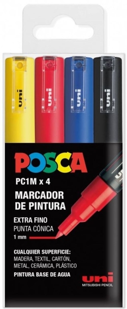 UNI-BALL PC1M POSCA MARKER SET OF 4 BASIC COLORS