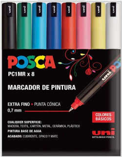 Estuche 8 rotuladores posca pc-1mr uni-ball colores surtidos