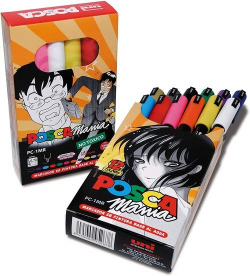ESTOJO 12 MARCADORES POSCA PC1MR UNI-BALL CORES SURT.