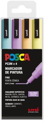 ESTOJO 4 MARCADORES POSCA PC3MR UNI-BALL CORES PASTEL