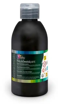250ML BOTTLE OF TCOLORS ACRYLIC PAINT WITH BLACK CHALKBOARD EFFECT