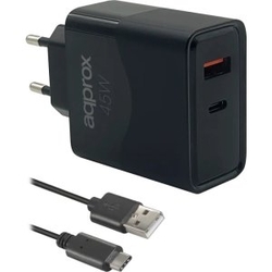 Cargador De Pared Approx Appusbwall45W 1Xusb-C Pd 1Xusb-A 45