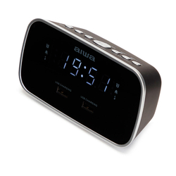 Reloj Despetador Con Radio Aiwa Cru-19 Black 2 Puertos Usb D