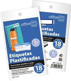 BLISTER 18 ETIQUETAS PLASTIFICADAS 7X1,5 CM PERMANENTES