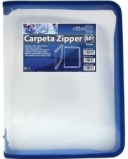 DOSSIER ZIPPER A4 AVEC FERMETURE DE FERMETURE ÉCLAIR ET RIBETE BLEU