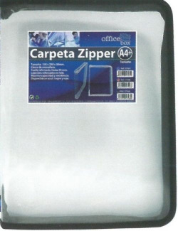 DOSSIER ZIPPER A4 AVEC FERMETURE DE FERMETURE ÉCLAIR ET RIBETE NOIR