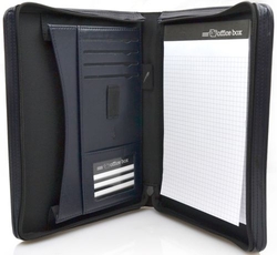 PORTAFOLIO A5 COM ZIPER AZUL ESCURO 25.5X18.5X3 CM