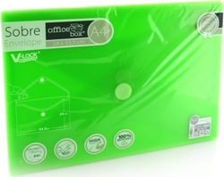 PACK/10 A4 V-LOCK ENVELOPE FOLDER 240X335 GREEN VELCRO