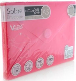 PACK/10 ENVELOPPE A5 V-LOCK 180X250 MM VELCRO COULEUR ROUGE
