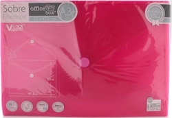 PACK/10 DOSSIER ENVELOPPE A3+ V-LOCK 330X475 FERMETURE VELCRO ROUGE