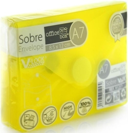 PACK/10 ENVELOPPE A7 V-LOCK 85X120 MM VELCRO COULEUR JAUNE