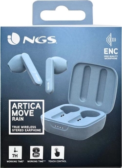 ÉCOUTEURS BRUETOOTH ARTICA MOVE RAIN BLEU ÉTUI DE CARG