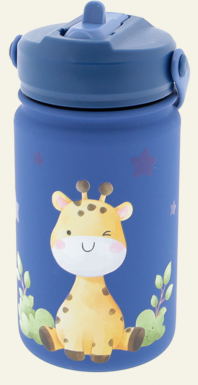 Botella termica con adaptador infantil 330ml dark blue wild animals