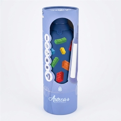 Botella termica interior ceramico 2 tapones 500ml azul marino block build