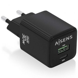 Cargador Gan De Pared Aisens Asch-30W2P038-Bk/ 1Xusb Tipo-C/
