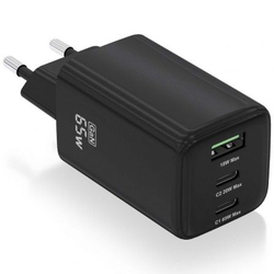 Cargador Gan De Pared Aisens Asch-65W3P042-Bk/ 2Xusb Tipo-C/