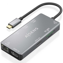 Docking Usb Tipo-C Aisens Asuc-9P018-Gr/ 2Xhdmi/ 3Xusb/ 1Xrj