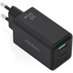 Cargador De Pared Gan Aisens Asch-65W3P073-Bk/ 2Xusb Tipo-C/