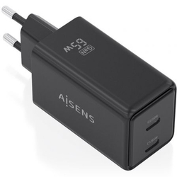 Cargador De Pared Gan Aisens Asch-65W2P079-Bk/ 2Xusb Tipo-C/