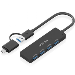 Hub Usb Tipo-C + Usb 3.1 Aisens A109-0987/ 4Xusb