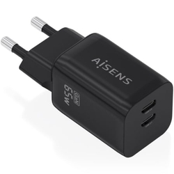 Cargador De Pared Gan Aisens A110-1030/ 2Xusb Tipo-C/ 65W/ N