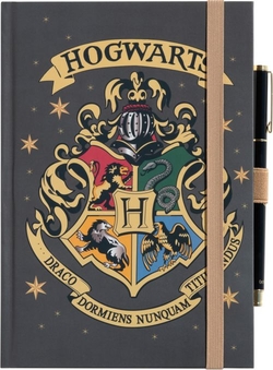 CADERNO PREMIUM A5 COM CANETA HARRY POTTER HOGWARTS