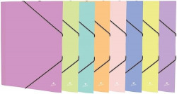 PACK/8 DOSSIER Fº GOMMES ET RABAT PAPIER CARTON DOUBLÉ COL. PASTEL
