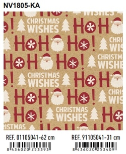 BOBINA PAPIER PRÉSENT FANTASIA KRAFT NOËL 62CMX80MTS