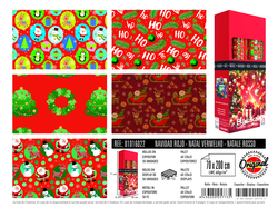 EXP 50 ROULEAUX PAPIER PRÉSENT NOËL ROUGE 70X200CM