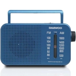 Radio Portátil Daewoo Dw1120/ Con Cable/ A Pilas/ Azul