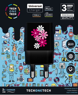 CARGADOR PARED BLACK FLOWER POWER 2 PUERTOS USB