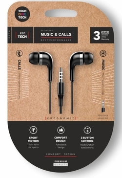 ÉCOUTEURS SOFT EARTECH BLACK INTRAUDITIVOS JACK