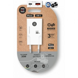 CARGADOR ULTRARRAPIDO GAN 30W USB-C+USB-A BLANC