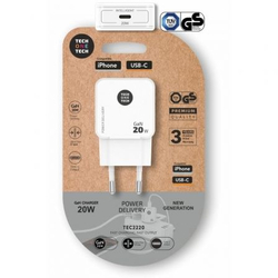 CARREGADOR ULTRARRAPIDO GAN 20W USB-C BRANCO