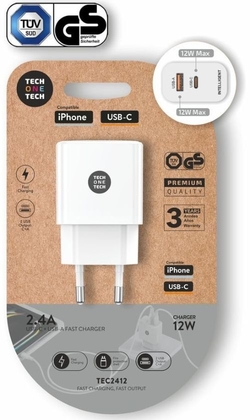 CARGADOR 12W SALIDA USBC + USBA BLANC