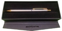 ESTOJO CANETA CROMO INOX70 GOLD TINTA AZUL