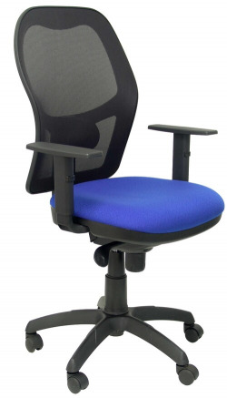 CHAISE C ROUES JORQUERA RESPALDO MALLA NEGRA ASIENTO BLEU