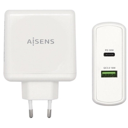 Cargador De Pared Aisens Asch-2Pd30Qc-W/ 1Xusb Tipo-C/ 1X Us