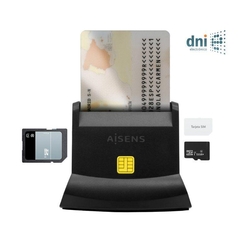 Lector De Dni Y Tarjetas Usb-C Aisens Ascr-Sn04Csd-Bk/ Negro
