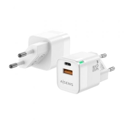 Cargador Gan De Pared Aisens Asch-30W2P004-W/ 1Xusb Tipo-C/
