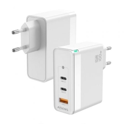 Cargador Gan De Pared Aisens Asch-100W3P008-W/ 2Xusb Tipo-C/