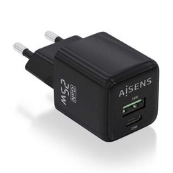 Cargador Gan De Pared Aisens Asch-25W2P015-Bk/ 1Xusb Tipo-C/