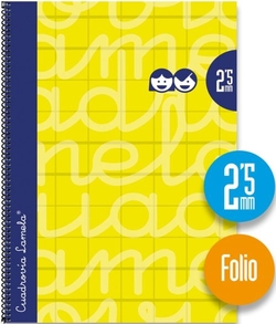 CAHIER SPIRALE Fº 80H 90G 2,5MM JAUNE CUADROVIA EXTRAD