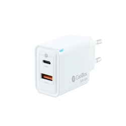 Coolbox Cargador Gan 30W Usb-C/Usb-A Pared