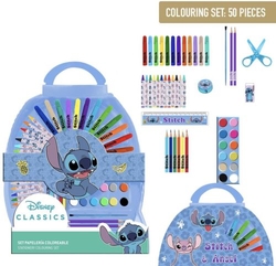 SET PAPELERIA COLOREABLE 50 PEZAS STITCH