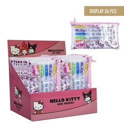 PORTATODOS CON 6 BOLIGRAFOS DE XEL HELLO KITTY KUROMI