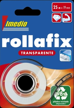 DISPENSADOR CINTA ADHESIVA ROLLAFIX TRANSPARENTE 19MMX25M