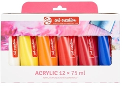 CASE OF 12 ACRYLIC BOTTLES 75ML ART CREATION BASIC COLORS