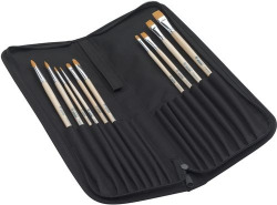 SET OF 10 POLYESTER PAINTBRUSHES ASSORTED MODELS WITH ORGANIZER